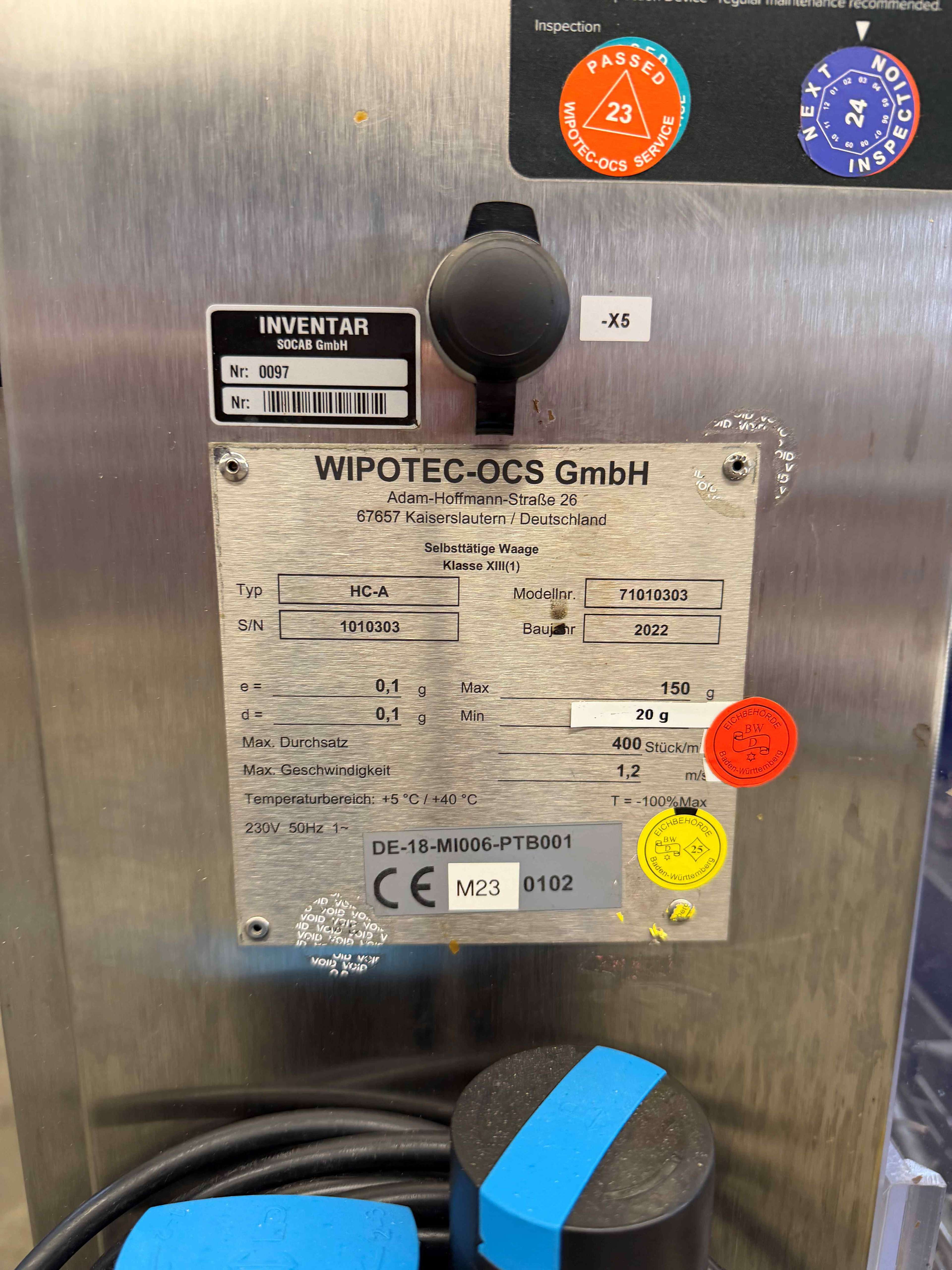 WIPOTEC OCS HC-A-VA-3000-3 High-Speed Checkweigher used 7