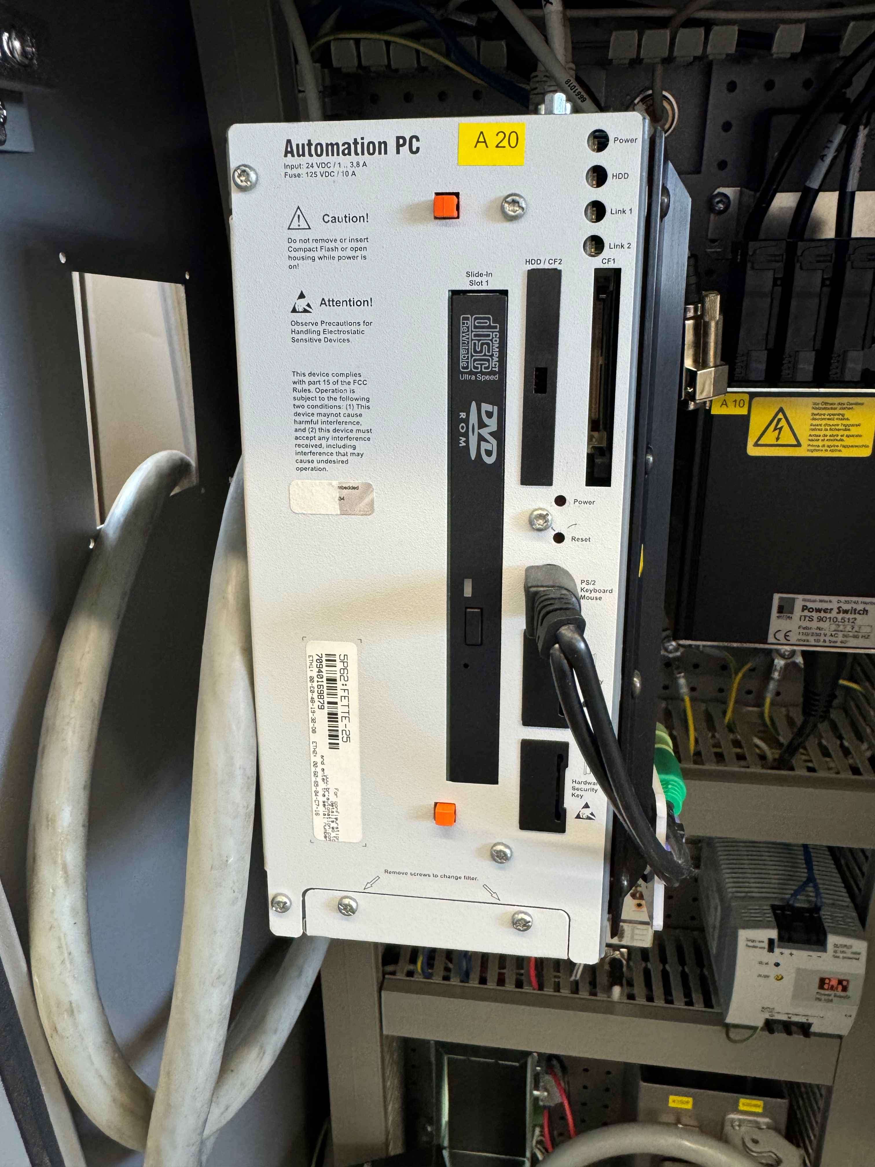 Operating terminal for tablet press by Fette 6